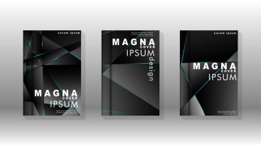 Kapak tasarım deseninin arka planı. mavi üçgen çizgi. Vektör ön sayfa yazı tipi