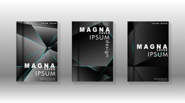 Kapak tasarım deseninin arka planı. mavi üçgen çizgi. Vektör ön sayfa yazı tipi