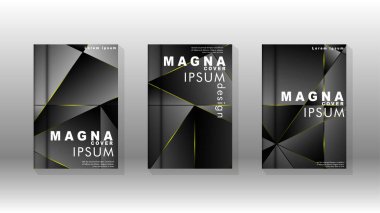 Fantezi çokgen kapak desen arka plan tasarımı. sarı üçgen çizgi