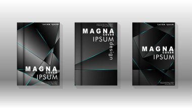 Kapak tasarım deseninin arka planı. mavi üçgen çizgi. Vektör ön sayfa yazı tipi