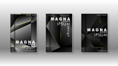 Fantezi çokgen kapak desen arka plan tasarımı. sarı üçgen çizgi