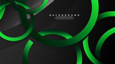 Parlak fantezi yeşil siyah daireler ile soyut metal vektör arka plan