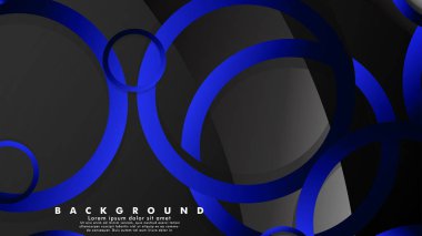 Parlak fantezi mavi siyah daireler ile soyut metal vektör arka plan