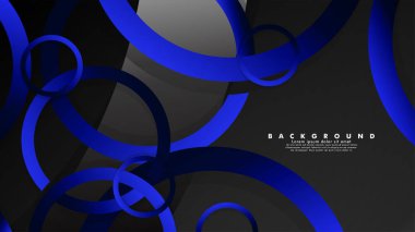 Parlak fantezi mavi siyah daireler ile soyut metal vektör arka plan