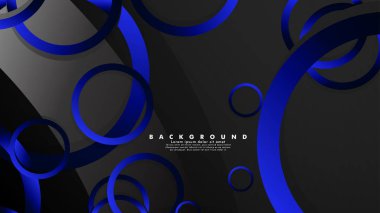 Parlak fantezi mavi siyah daireler ile soyut metal vektör arka plan