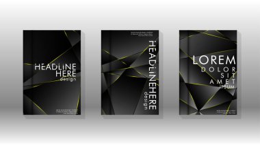 Fantezi çokgen kapak desen arka plan tasarımı. sarı üçgen çizgi