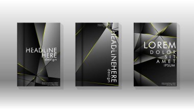 Fantezi çokgen kapak desen arka plan tasarımı. sarı üçgen çizgi