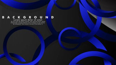 Parlak fantezi mavi siyah daireler ile soyut metal vektör arka plan