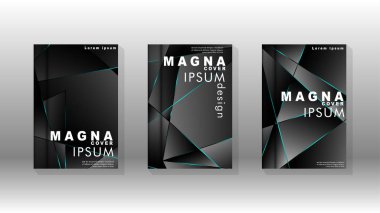 Kapak tasarım deseninin arka planı. mavi üçgen çizgi. Vektör ön sayfa yazı tipi