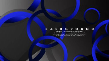 Parlak fantezi mavi siyah daireler ile soyut metal vektör arka plan