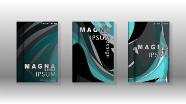 Dalga elemanları ile soyut kapak. kitap tasarım konsepti. Fütüristik iş düzeni. Dijital poster şablonu. Tasarım Vektörü - eps10