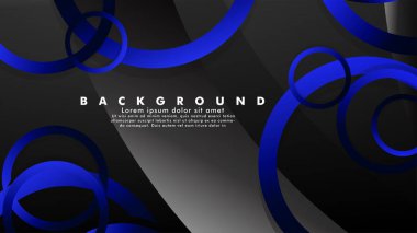 Parlak fantezi mavi siyah daireler ile soyut metal vektör arka plan