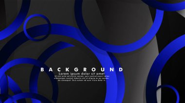Parlak fantezi mavi siyah daireler ile soyut metal vektör arka plan