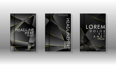 Fantezi çokgen kapak desen arka plan tasarımı. sarı üçgen çizgi