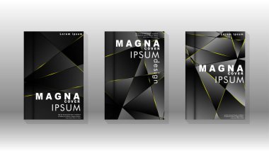 Fantezi çokgen kapak desen arka plan tasarımı. sarı üçgen çizgi