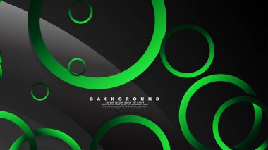 Parlak fantezi yeşil siyah daireler ile soyut metal vektör arka plan