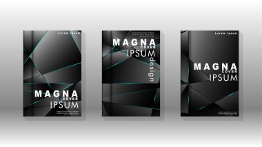 Kapak tasarım deseninin arka planı. mavi üçgen çizgi. Vektör ön sayfa yazı tipi