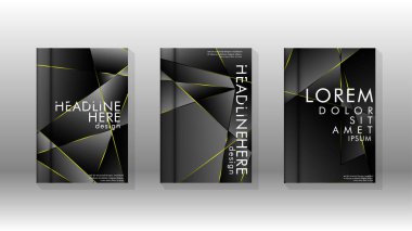 Fantezi çokgen kapak desen arka plan tasarımı. sarı üçgen çizgi