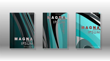 Dalga elemanları ile soyut kapak. kitap tasarım konsepti. Fütüristik iş düzeni. Dijital poster şablonu. Tasarım Vektörü - eps10