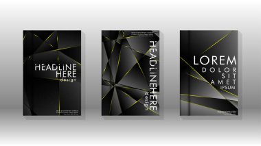 Fantezi çokgen kapak desen arka plan tasarımı. sarı üçgen çizgi