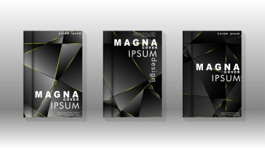 Fantezi çokgen kapak desen arka plan tasarımı. sarı üçgen çizgi