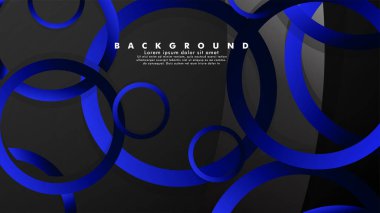 Parlak fantezi mavi siyah daireler ile soyut metal vektör arka plan