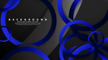 Parlak fantezi mavi siyah daireler ile soyut metal vektör arka plan