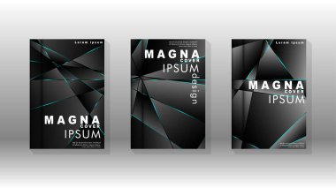 Kapak tasarım deseninin arka planı. mavi üçgen çizgi. Vektör ön sayfa yazı tipi