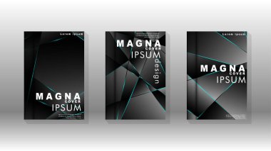 Kapak tasarım deseninin arka planı. mavi üçgen çizgi. Vektör ön sayfa yazı tipi