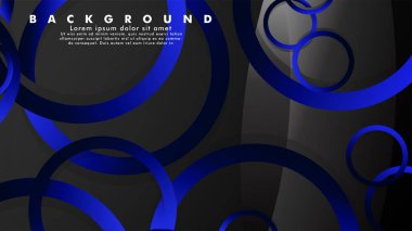 Parlak fantezi mavi siyah daireler ile soyut metal vektör arka plan