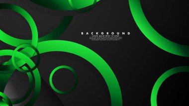 Parlak fantezi yeşil siyah daireler ile soyut metal vektör arka plan