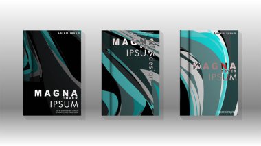 Dalga elemanları ile soyut kapak. kitap tasarım konsepti. Fütüristik iş düzeni. Dijital poster şablonu. Tasarım Vektörü - eps10