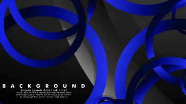 Parlak fantezi mavi siyah daireler ile soyut metal vektör arka plan