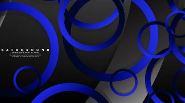 Parlak fantezi mavi siyah daireler ile soyut metal vektör arka plan