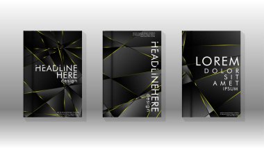 Fantezi çokgen kapak desen arka plan tasarımı. sarı üçgen çizgi