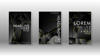 Fantezi çokgen kapak desen arka plan tasarımı. sarı üçgen çizgi