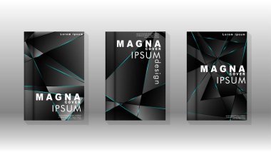 Kapak tasarım deseninin arka planı. mavi üçgen çizgi. Vektör ön sayfa yazı tipi