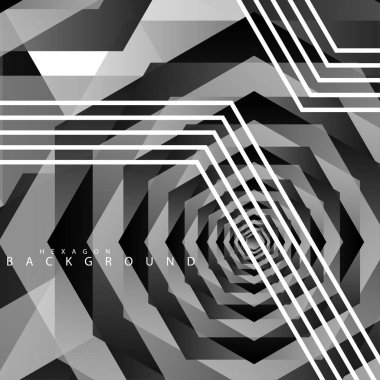Siyah beyaz altıgen soyut arka plan