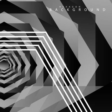 Siyah beyaz altıgen soyut arka plan