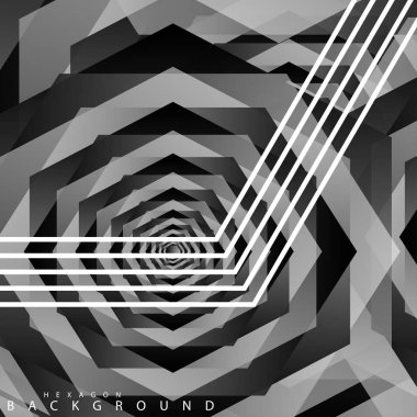 Siyah beyaz altıgen soyut arka plan