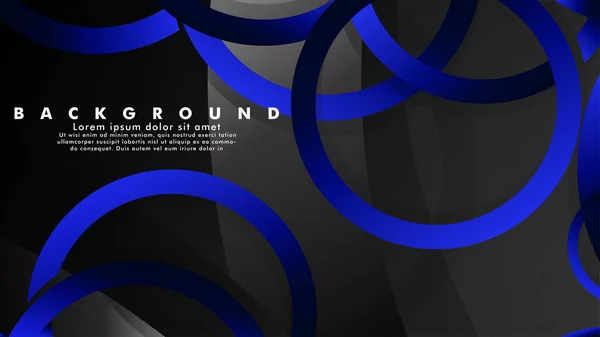 Fondo abstracto vector de metal con brillantes círculos negros de fantasía azul — Vector de stock
