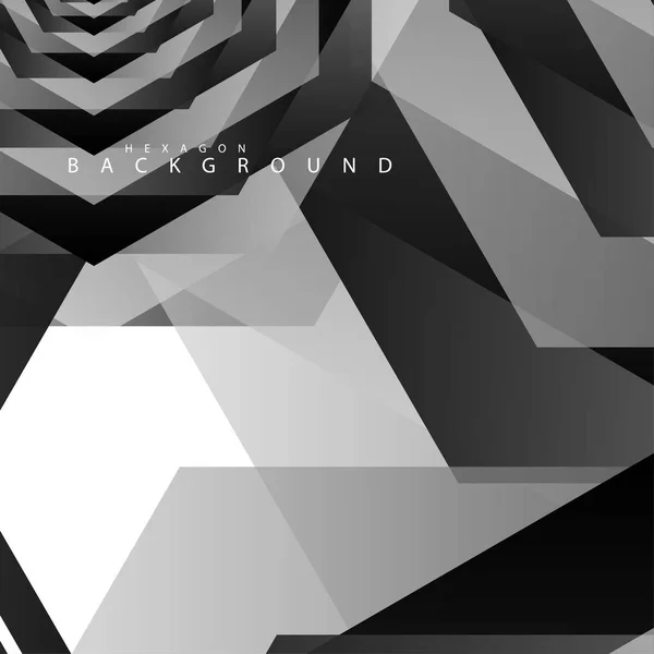 Černé a bílé šestiúhelné abstraktní pozadí — Stockový vektor
