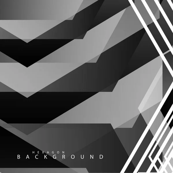 黒と白の六角形の抽象的な背景 — ストックベクタ
