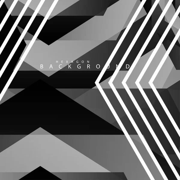 Preto e branco hexágono abstrato fundo — Vetor de Stock