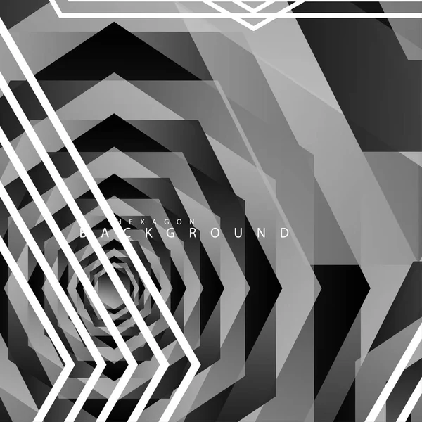 Černé a bílé šestiúhelné abstraktní pozadí — Stockový vektor