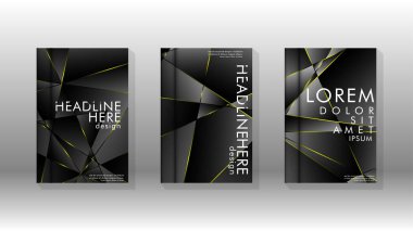 Fantezi çokgen kapak desen arka plan tasarımı. sarı üçgen çizgi