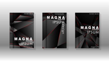 Kapak tasarım deseninin arka planı. Kırmızı üçgen çizgisi. Vektör ön sayfa yazı tipi