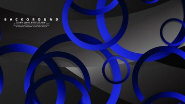 Parlak fantezi mavi siyah daireler ile soyut metal vektör arka plan