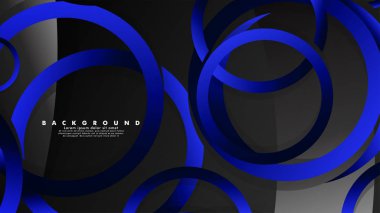 Parlak fantezi mavi siyah daireler ile soyut metal vektör arka plan