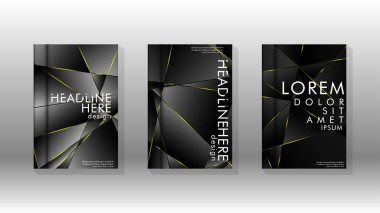 Fantezi çokgen kapak desen arka plan tasarımı. sarı üçgen çizgi